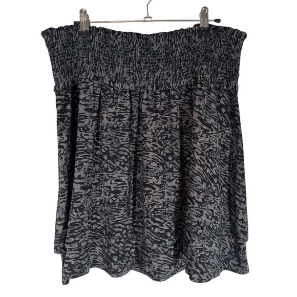 Rails Addison Smocked Waist Tiered Mini Skirt Charcoal Abstract Animal Gray XL - Picture 5 of 9